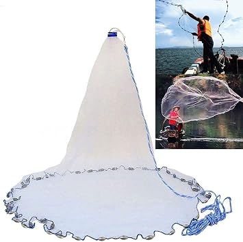 Yeahmart American Saltwater Fishing Cast Net for Bait Trap 3-10ft Radius