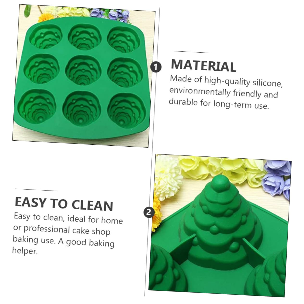 Amosfun 2 Pz Stampo Per Torta Albero Di Natale Comodo Stampo Per Caramelle Strumento Di Cottura Formine Per Biscotti Il Sapone 3d Modella Il Natale Gadget Da Forno Silicone Alimentare
