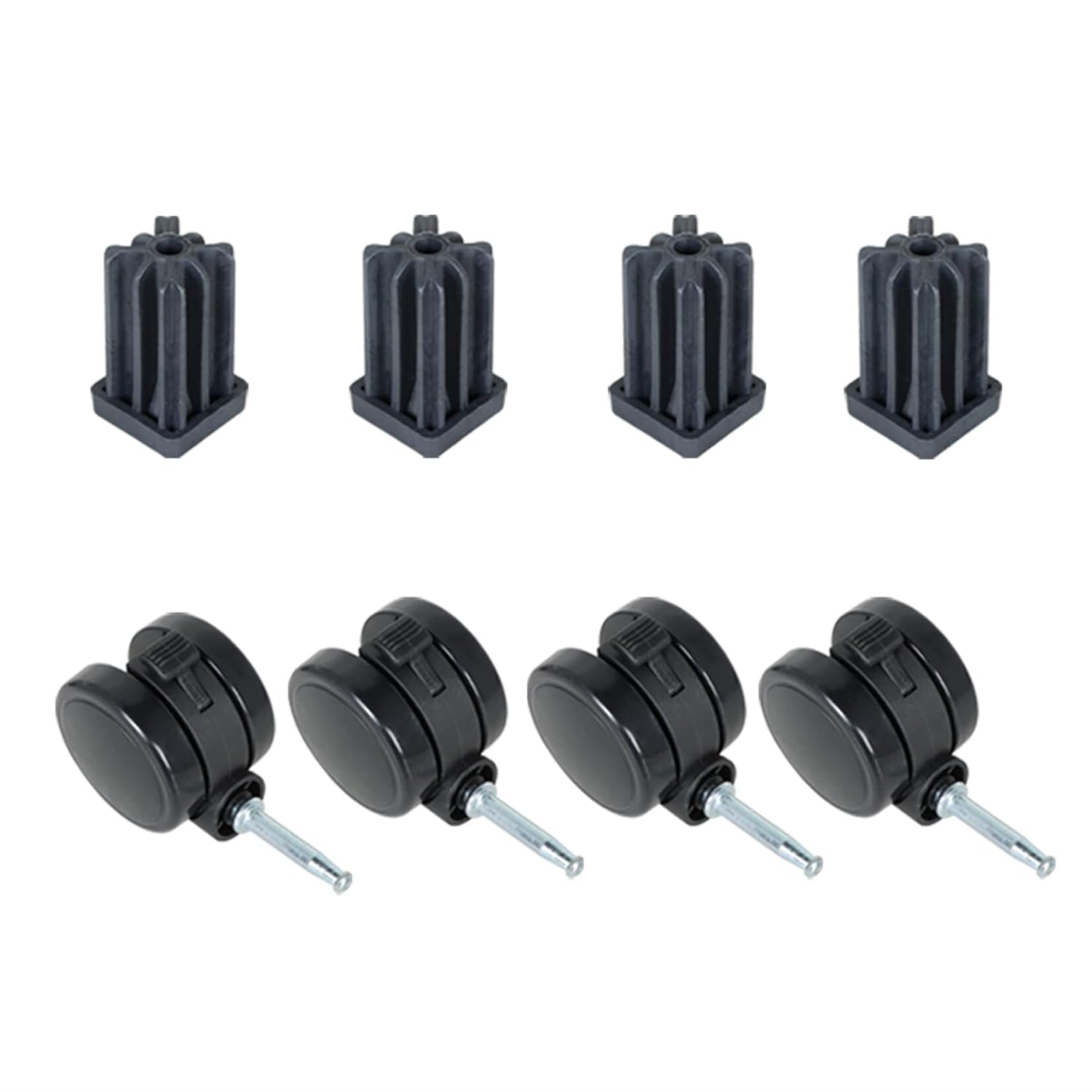 findmall 4 Sets Grill Replacement Caster Wheel, 2-5/16 Diamete Locking Swivel Caster with Square Insert, Swivel Caster Wheel with Brake