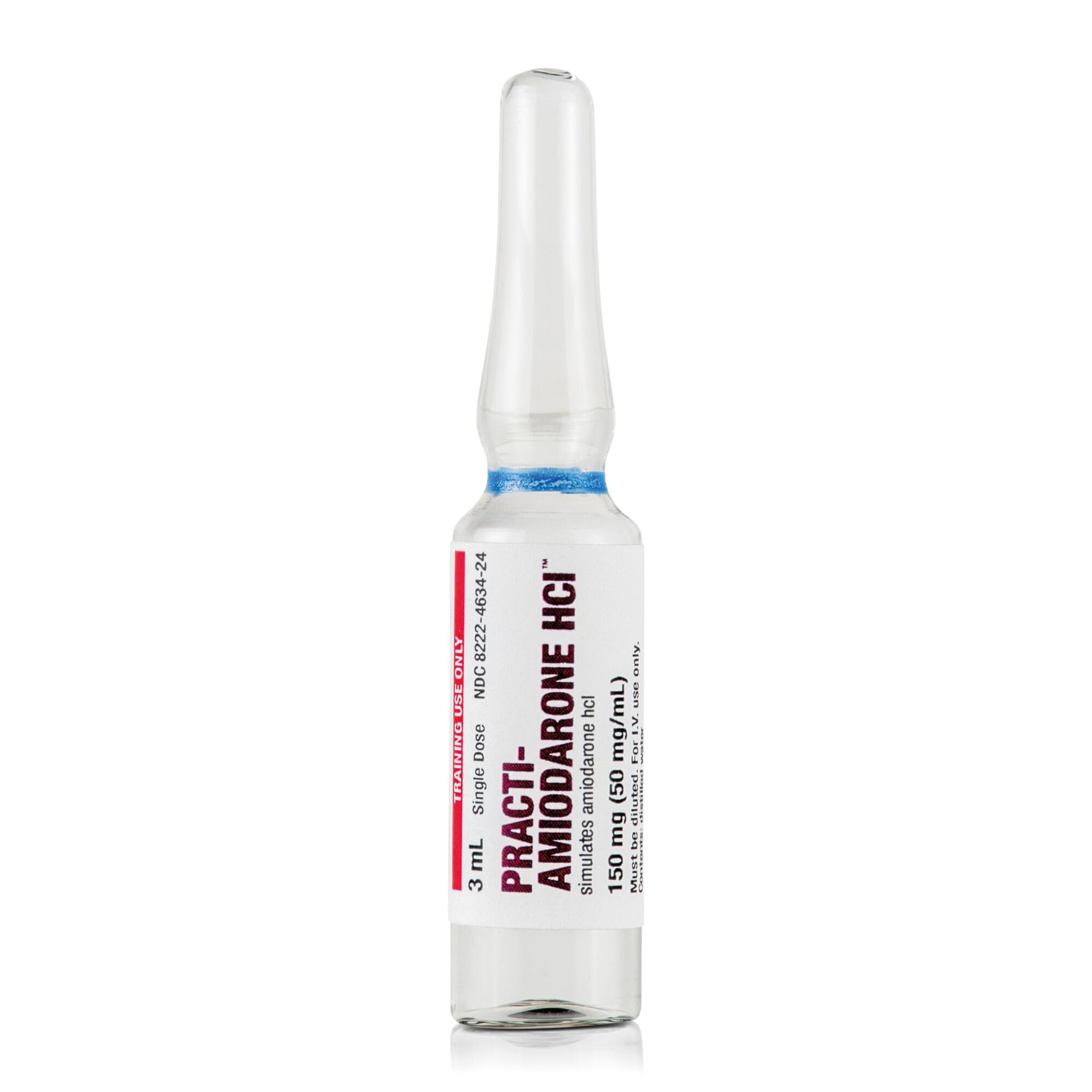 Practi-Amiodarone HCI 150mg/3mL Ampoule (Paquet de 100) - Produit de simulation pour la formation médicale