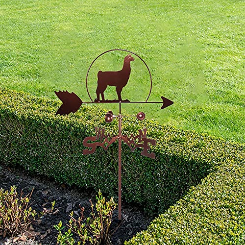 Girouette en métal soufflé motif alpaga avec support robuste de décoration