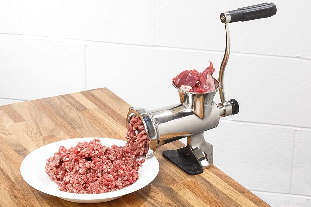 TreSpade TC-8 INOX nr 8 ręczna maszynka do mielenia mięsa (srebrna) cała stal nierdzewna z płytą 6 mm