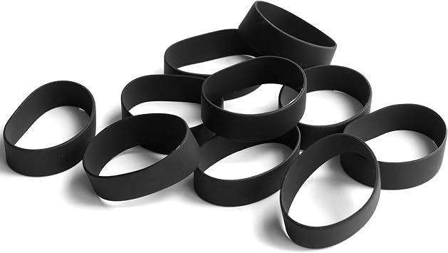 GRIFITI Band Joes 3.25" x 0.75" Flat, 6.5" Circumference, 2.07" Diameter Small Silicone Elastic Rubber Bands Rings Gasket Bottle Food Cooking Durable Office Boxes Wraps 10 Pack Black High Strong Rubberbands Heavy Round Siliconebands
