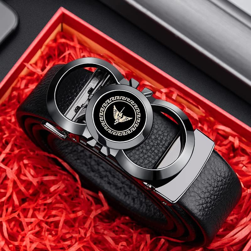 VANNANBA Mens Leather Ratchet Belts Slide Dress Belt for men Automatic Buckle with Gift Box - Image 6