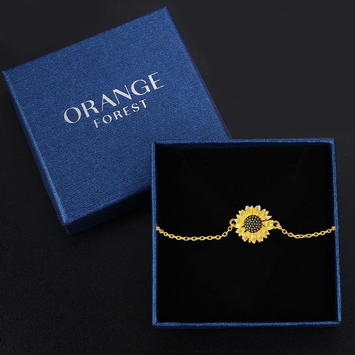 ORANGE FOREST Sunflower Bracelet for Women 925 Sterling Silver Gold Plated Adjustable Sunflower Bracelets Birthday Christmas Thanksgiving Day Jewelry Gifts for Women - Image 7