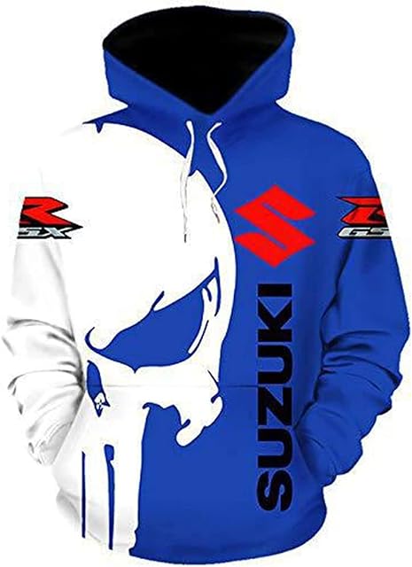 Unisex Hoodies Pull Over Sweatshirts 3D for S.u.z.u.k.i Print Hooded Tops Casual Long Sleeve Motorcycle Hoodie Sports Jumpers with Pockets-A||XXS