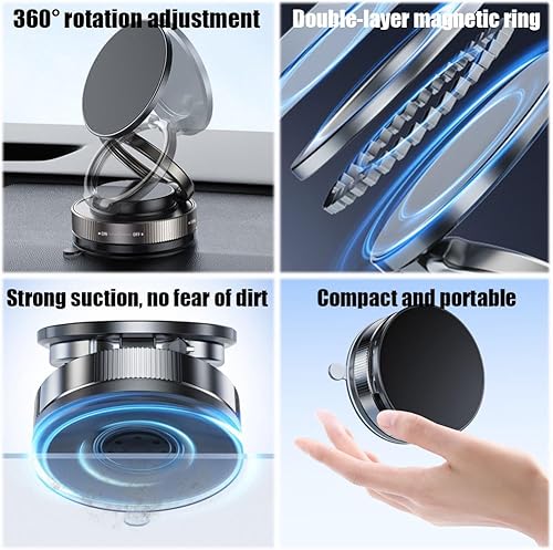 Miniatura 5 de Soporte magnético de vacío ajustable de 360 para teléfono, soporte magnético de teléfono para automóvil, soporte de teléfono con ventosa ultra