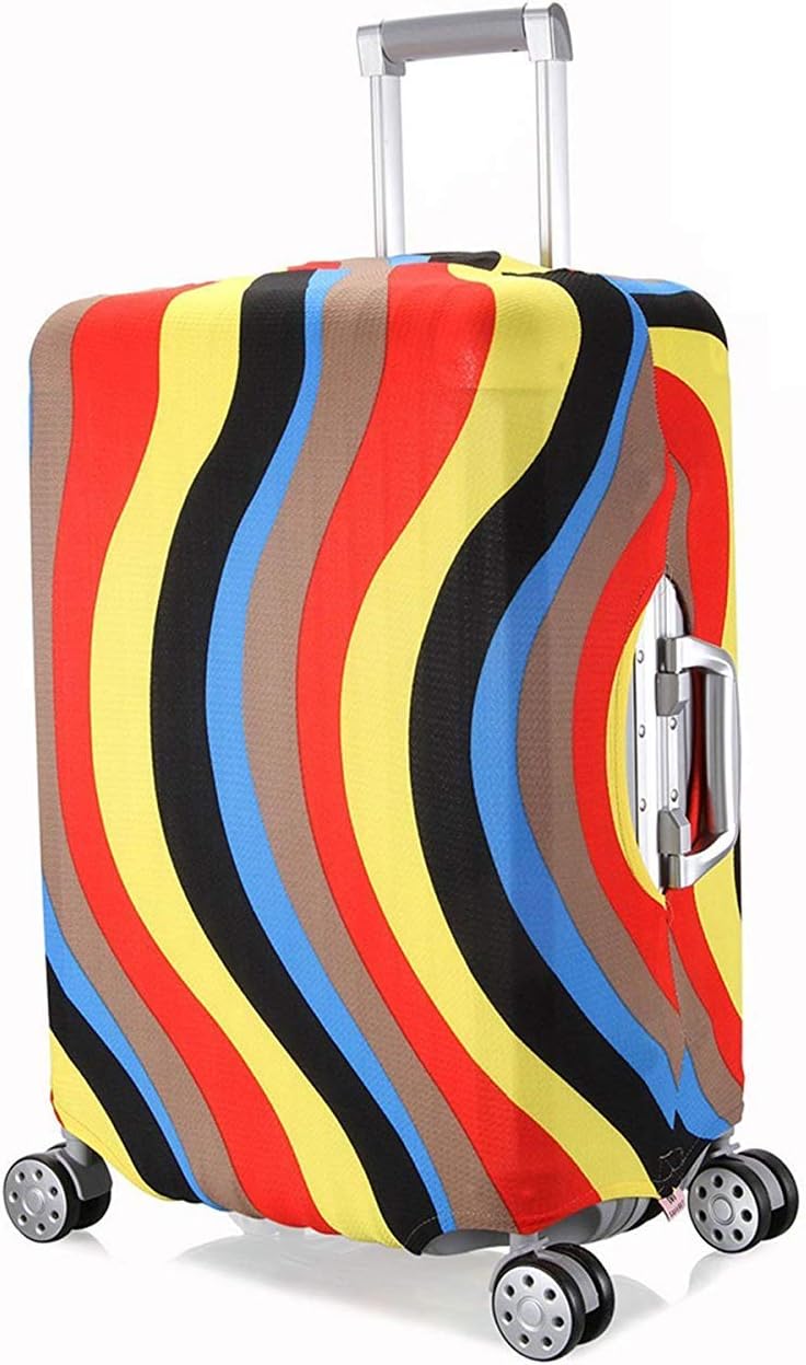 OneBelief Luggage Cover, Washable Foldable, Suitcase Protector Size Fits 18-28 Inch (S(18"-20"), 3 (Colorful Curve))