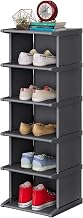 Narrow Shoe Rack 6 Tiers Tall Vertical Shoe Storage Organizer Home Space Saving Shoe Shelf Sturdy Shoe Stand for Entryway Closet Living Room Bedroom Grey