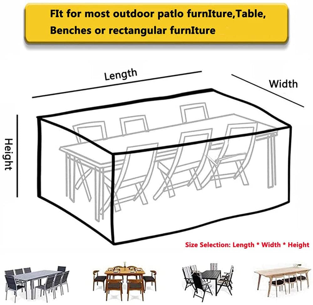 Copertura Mobili da Giardino,Copertura Tavolo e Sedie de Divano Esterno Impermeabile, Antipolvere ,Anti-UV,Resistente allo Strappo 420D Oxford Telo Copritavolo Rattan Cubo-Nero_160x60x95cm