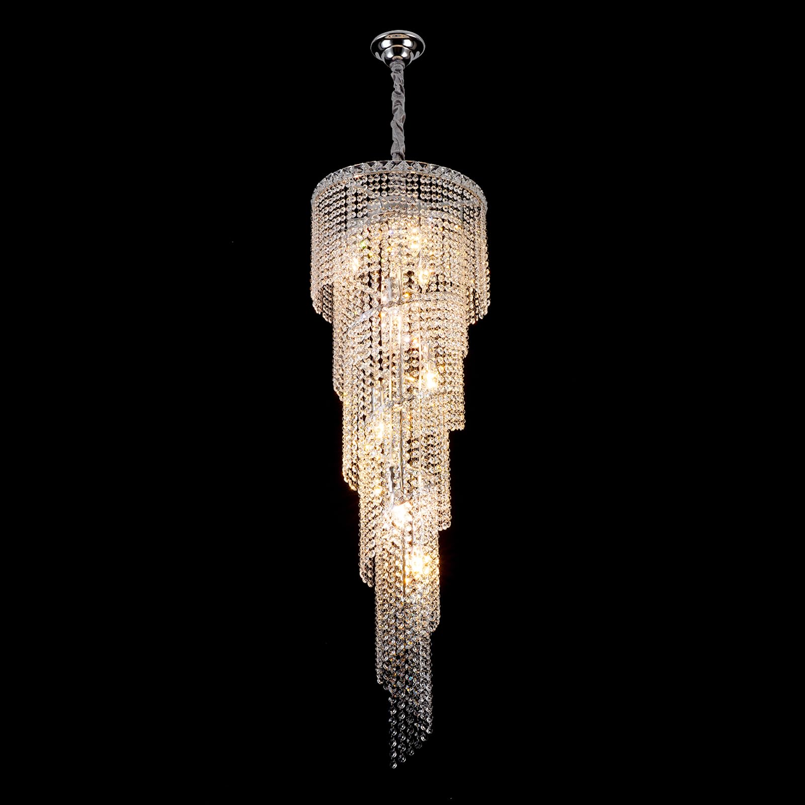 Modern Crsytal Chandelier,9 Lights Light Spiral Crystal Chandelier