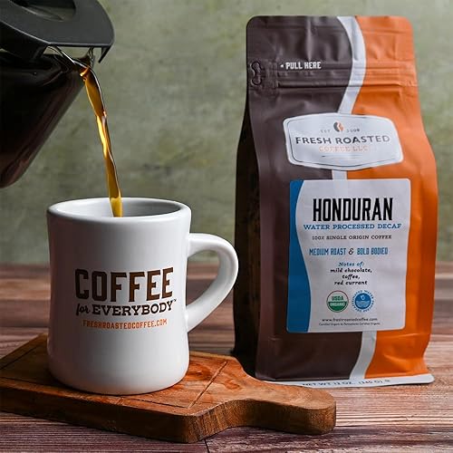 Miniatura 3 de Fresh Roasted Coffee, Descafeinado orgánico hondureño de agua suiza, 12 onzas, comercio justo Kosher RFA, grano entero tostado medio