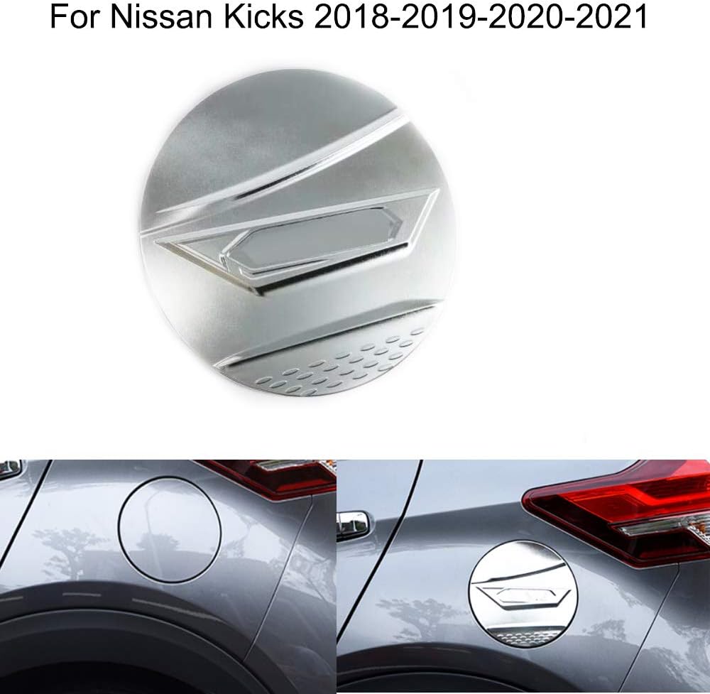Chrome Car Fuel Gas Tank Cap Cover Gas Door Cover Trim Emblems for Nissan Kicks 2018 2019 2020 2021 2022
