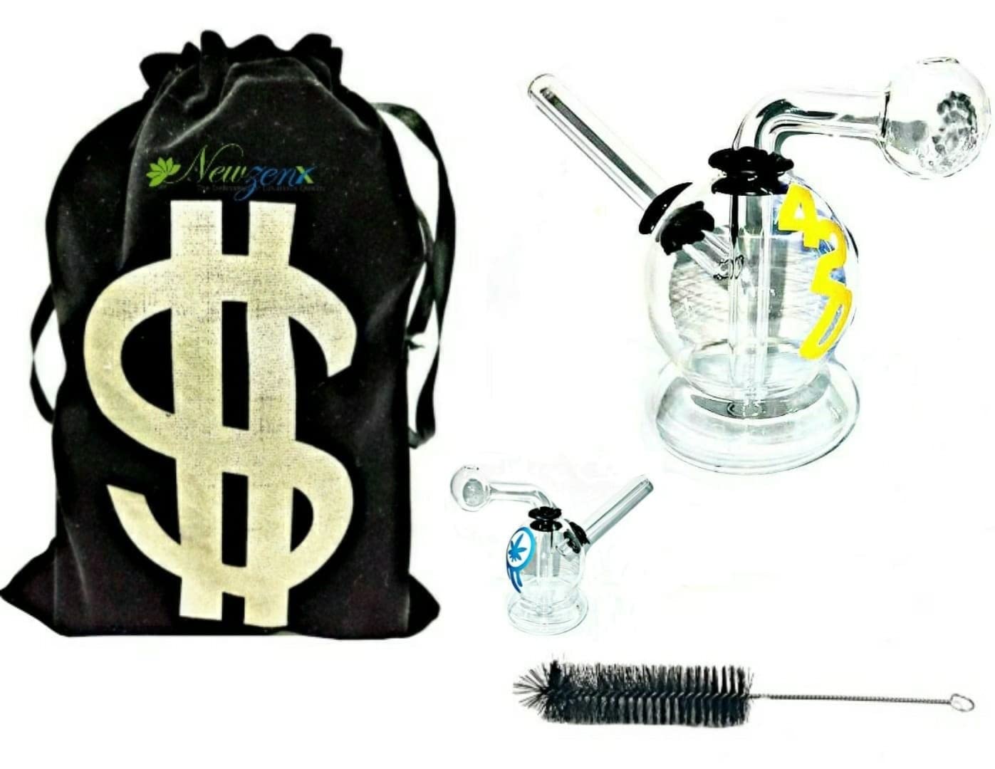 Newzenx® Oil Meth Crystal 3.5 Inch with Logo Incl. Fancy Velvet Pouch & Pipe Cleaner