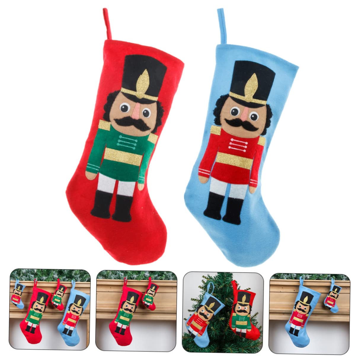 Cabilock 2 Sätze Weihnachtsstrümpfe Mit Große Rote Und Blaue Candy Bags Dekorative Weihnachtsbaum Anhänger Für Und Süßigkeiten 2 Stück * 2