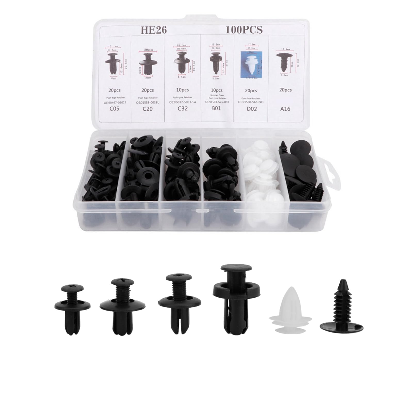 OTUAYAUTO Set 725 Clip Fissaggio Auto + 5 Leve – Universali Per Interni Ed Esterni - 2