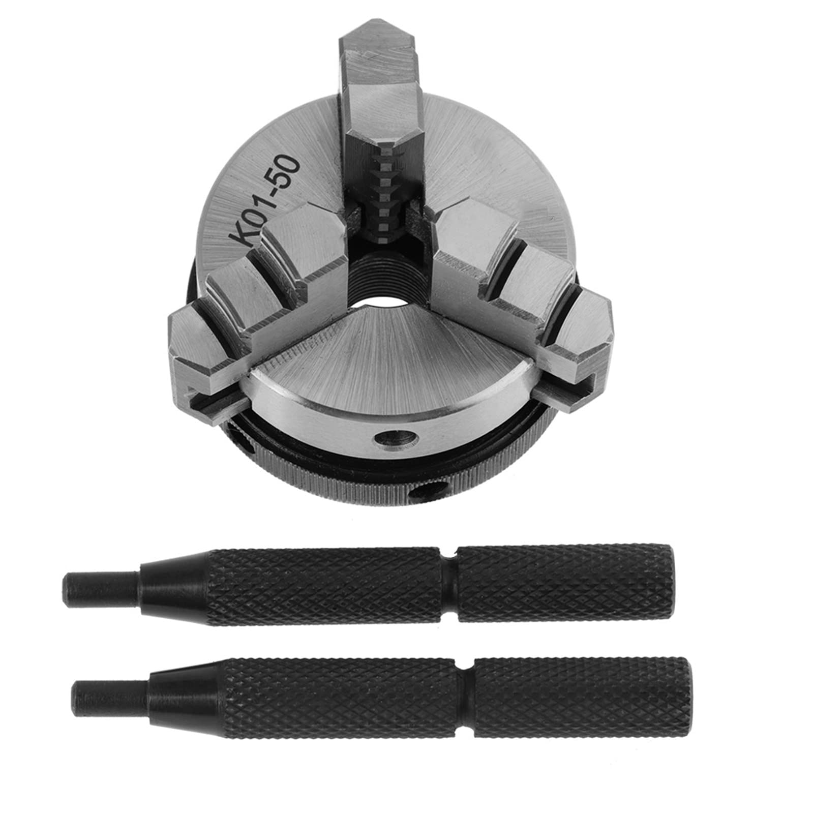 K01-50 Portabrocas de Torno de 2 Mini 3 Mordazas Portabrocas Giratorio Manual Autocentrante M14-1 Rosca