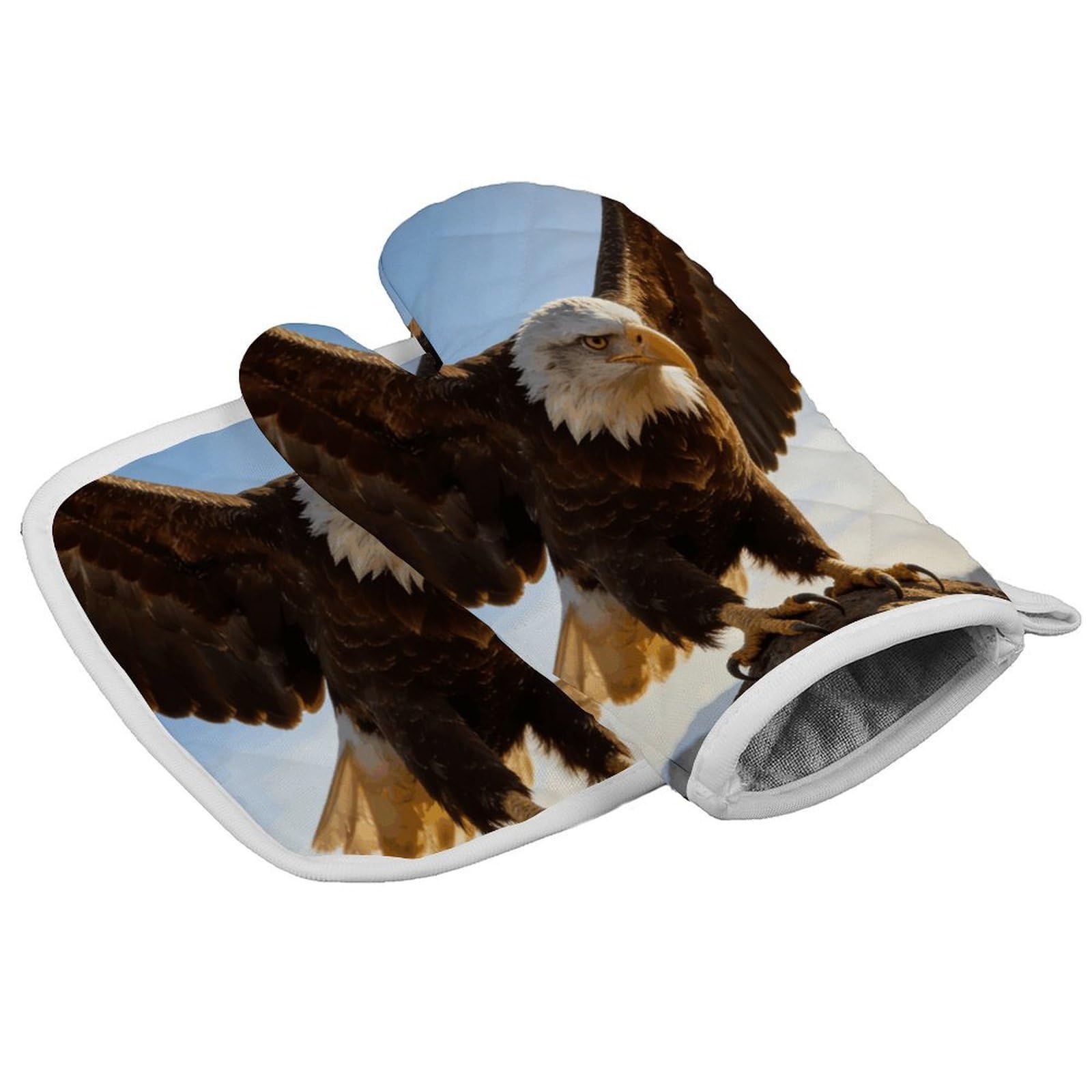 Fodpand Style Fierce Eagle And National Flag Oven Mitt Set With Lanyard, Cooking Mitt, Protective Thermal Insulation,Kitchen Mitt For Baking, Cooking, Grilling, Microwave