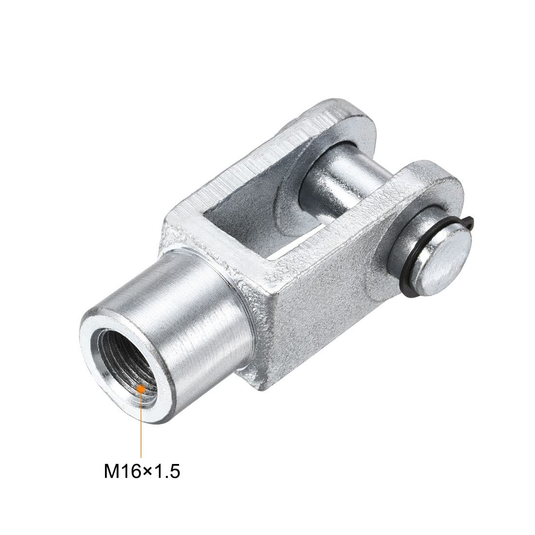 sourcing map Air Cylindre Barre Chape Terminal 78mm Longueur M16x1.5 Femelle Filetage Y Connecteur Argent