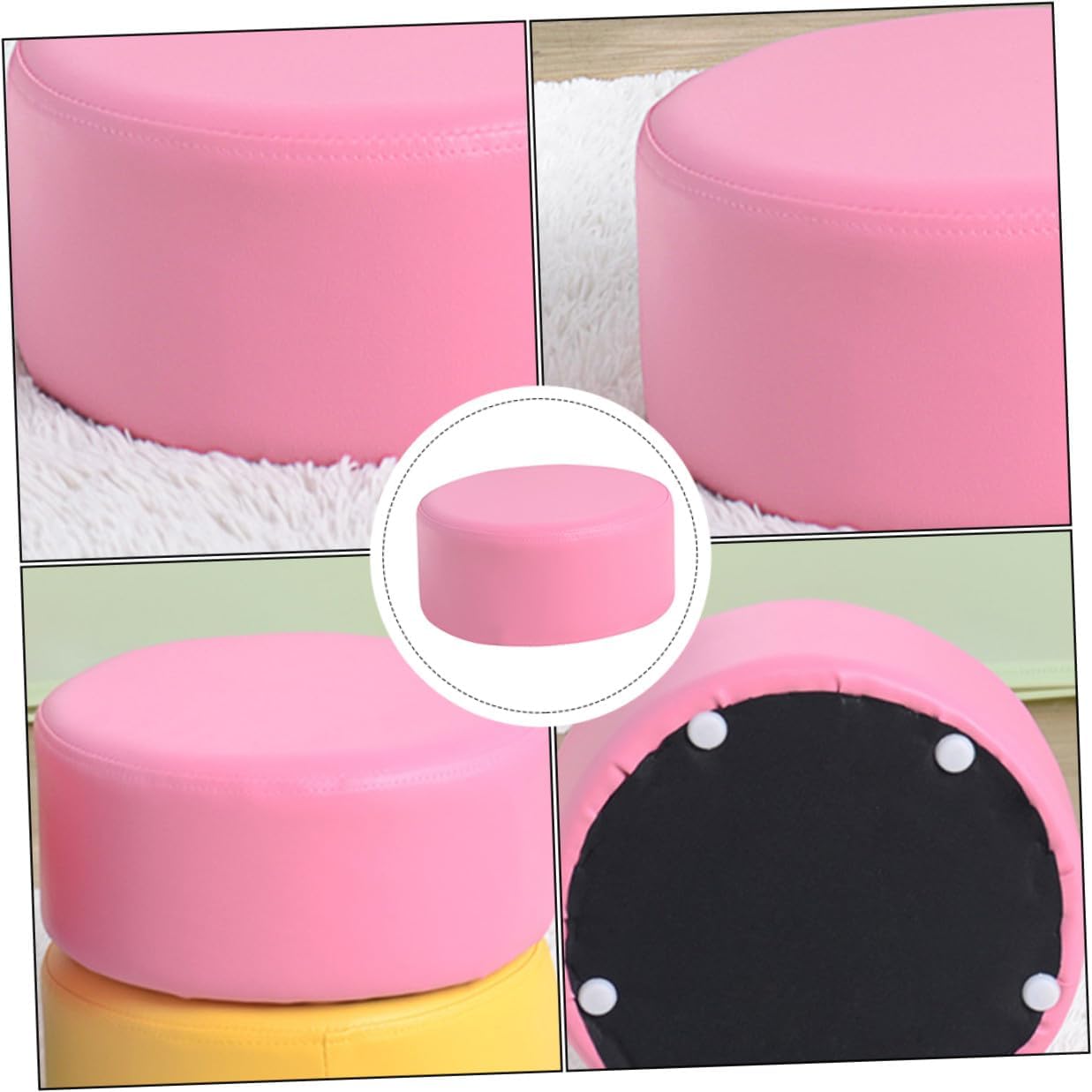 Non-Slip Pink Footstool 28x28x13cm, Small Lightweight ’s Round Seat Stool for Bathroom, Nursery, and Home Use