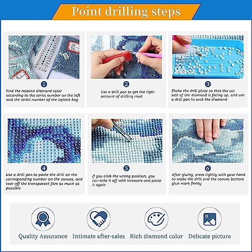 Image of MBNTJHT Waterfall Landscape Diamond Art Kits for Adults,DIY Purple Aurora Diamond Painting Kits for Beginners,5D Full Round Drill Gem Art Painting Crafts for Home Wall Decor 12x16 Inch.