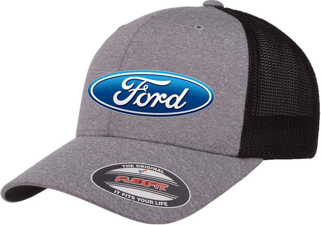 Ford Oval Script Logo Flexfit Trucker Mesh Fitted Cap