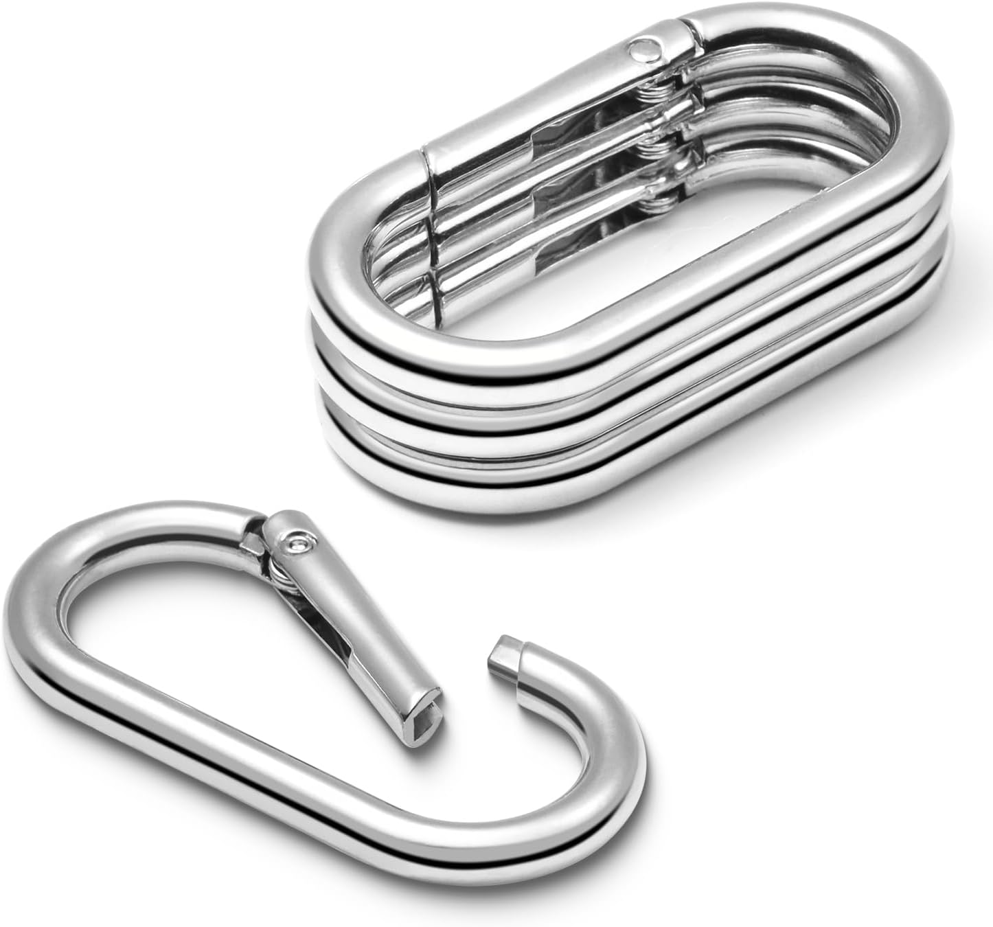 4pcs 2" Oval Spring Keyrings, Large Keychain Carabiner Clips, Spring O Rings Buckles for Purse Clip, Bag Strap Clasp, Backpack Charms, Dog Tag, Car Keyring Accessories (Silver)
