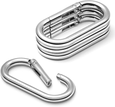 4pcs 2 Oval Spring Keyrings, Large Keychain Carabiner Clips, Spring O Rings Buckles for Purse Clip, Bag Strap Clasp, Backpack Charms, Dog Tag, Car Keyring Accessories (Silver)