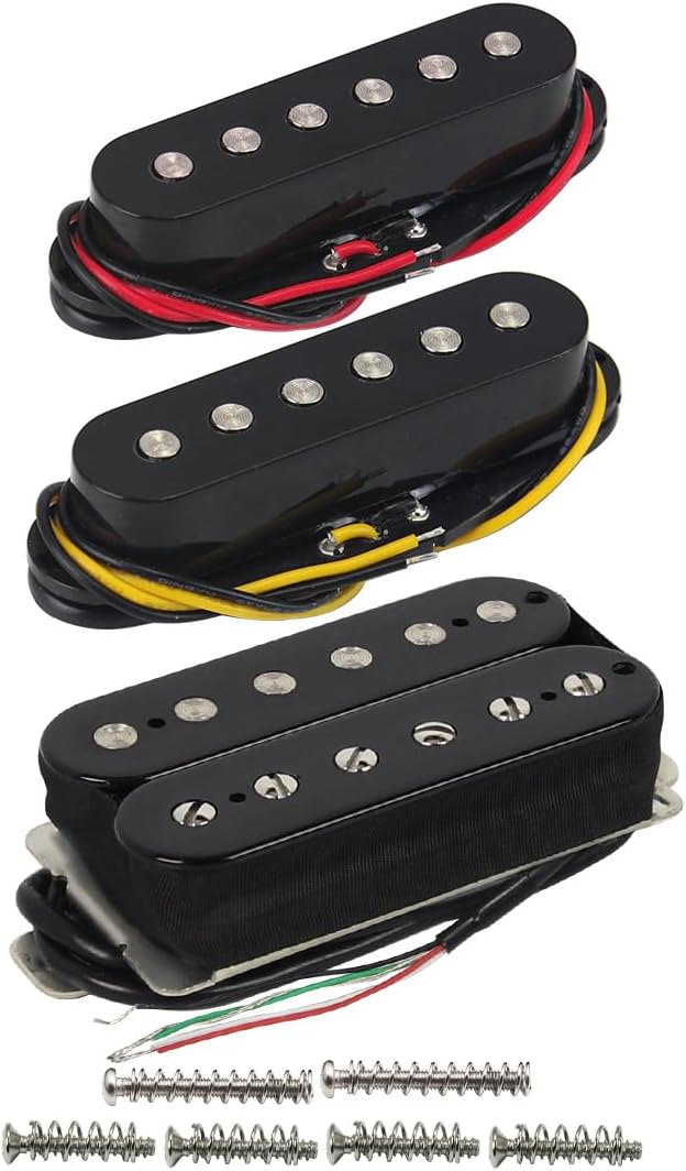 FLEOR 3pcs Ceramic Guitar Pickup HSS Humbucker Pickup Set Black Fit ST Style Electric Guitar Part