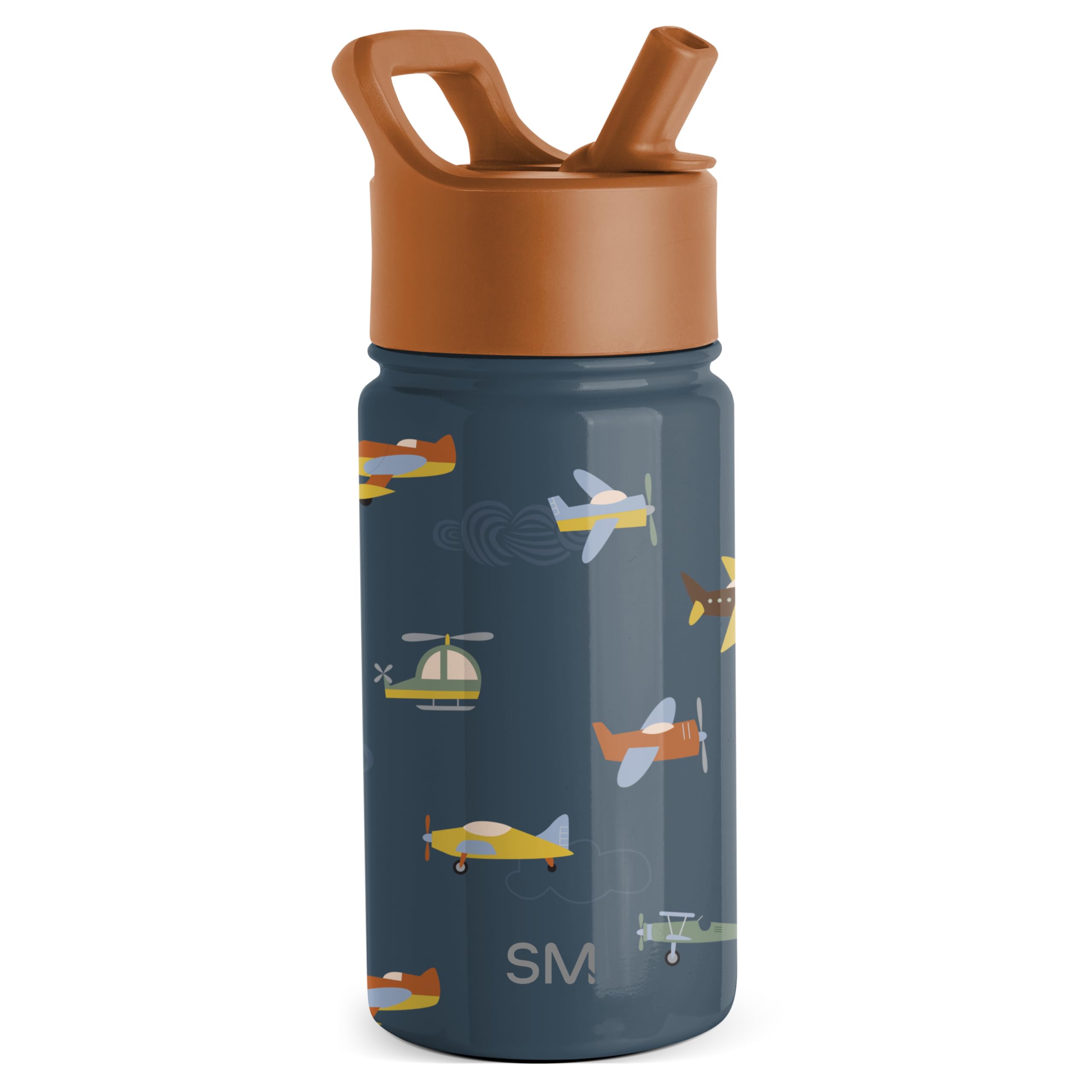 Simple ModernKids Summit Water Bottle with Straw Lid | 14oz Stainless Steel Cup Insulated Tumbler for Toddlers, School | Wheels Up