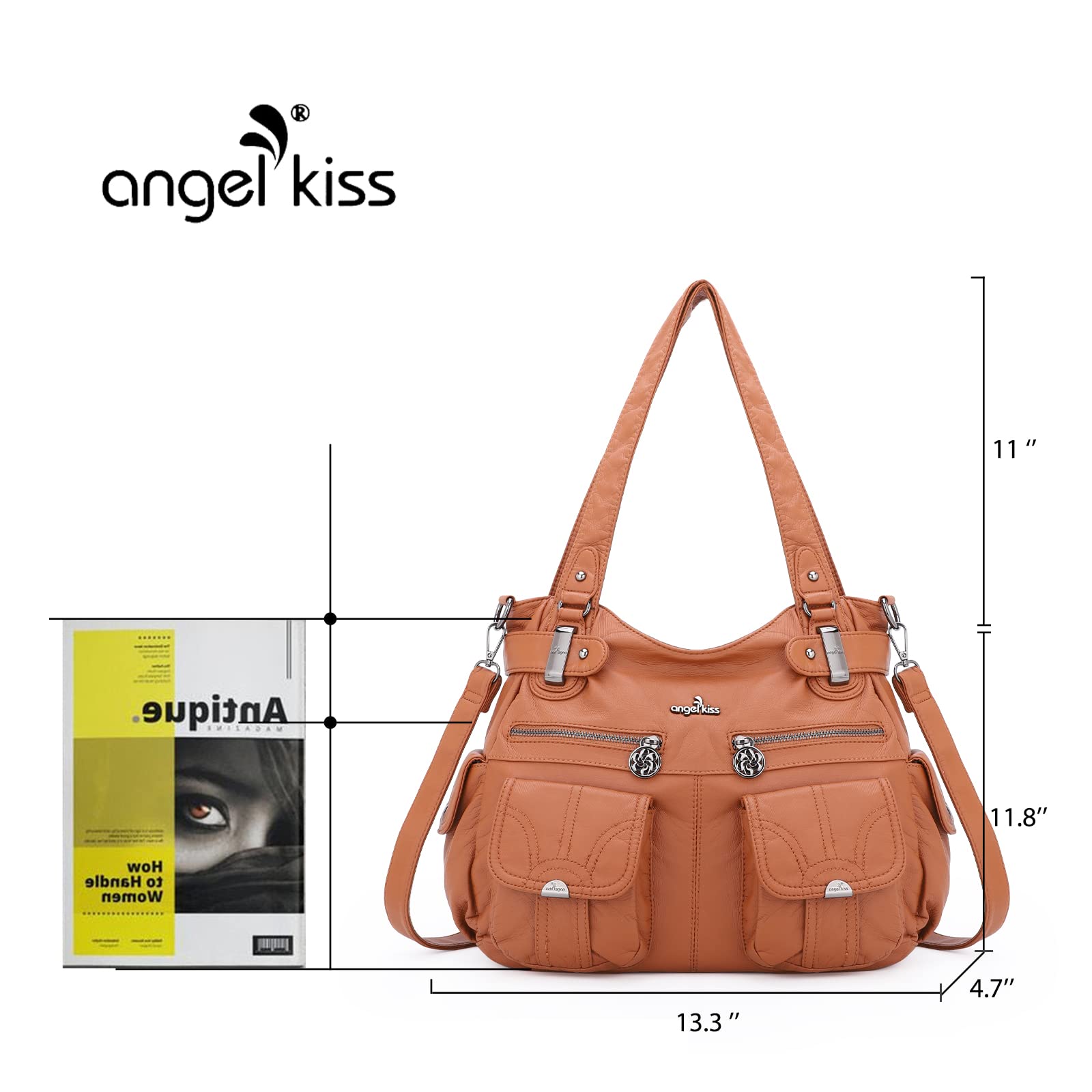 Angel Kiss Sac a Main Femme Grand Sacs à Main Portés Épaule Femme Pu Cuir Sac Bandoulière Sacs Cabas