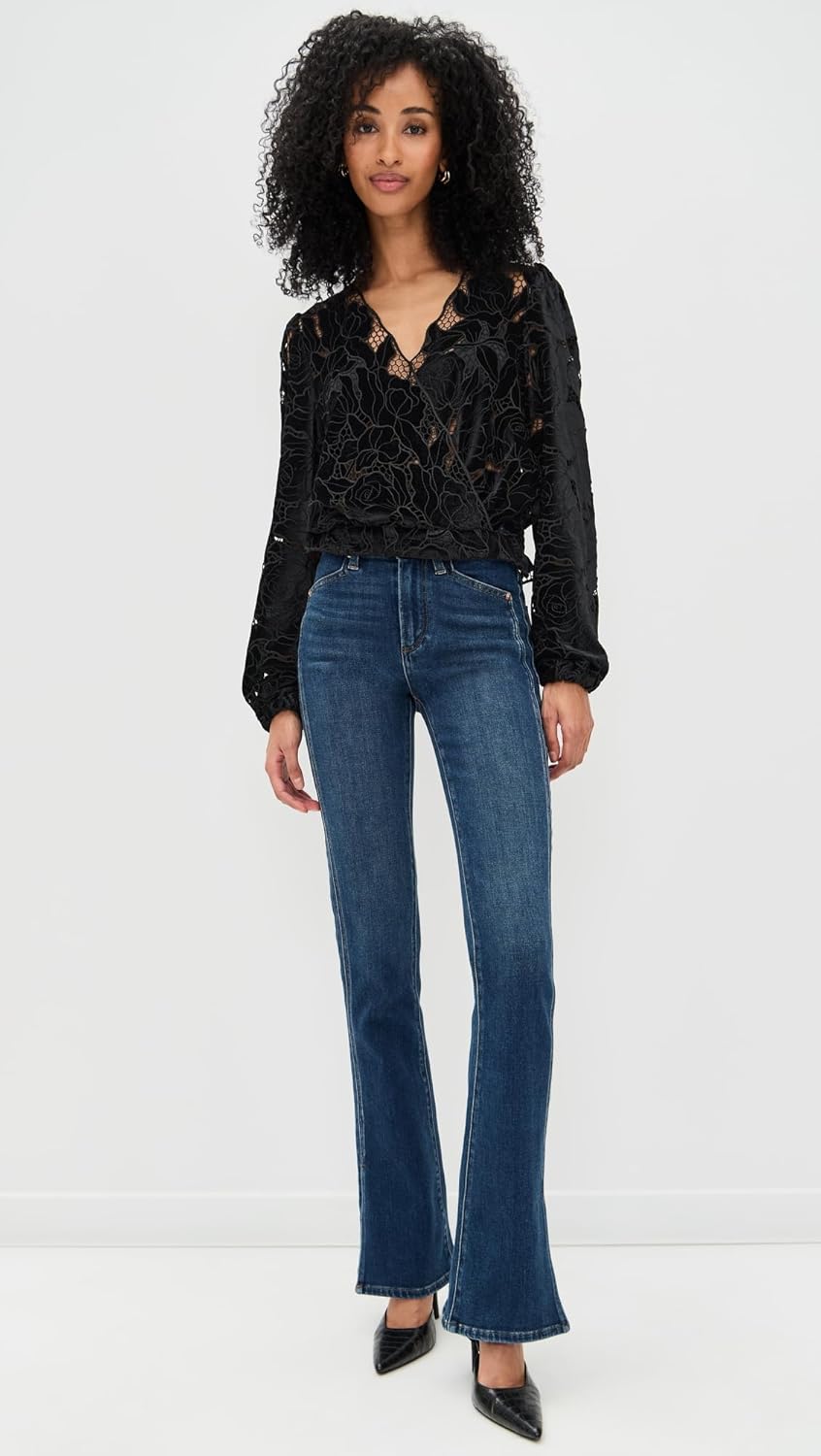 Generation Love Women's Loralie Velvet Lace Wrap Blouse - Image 3