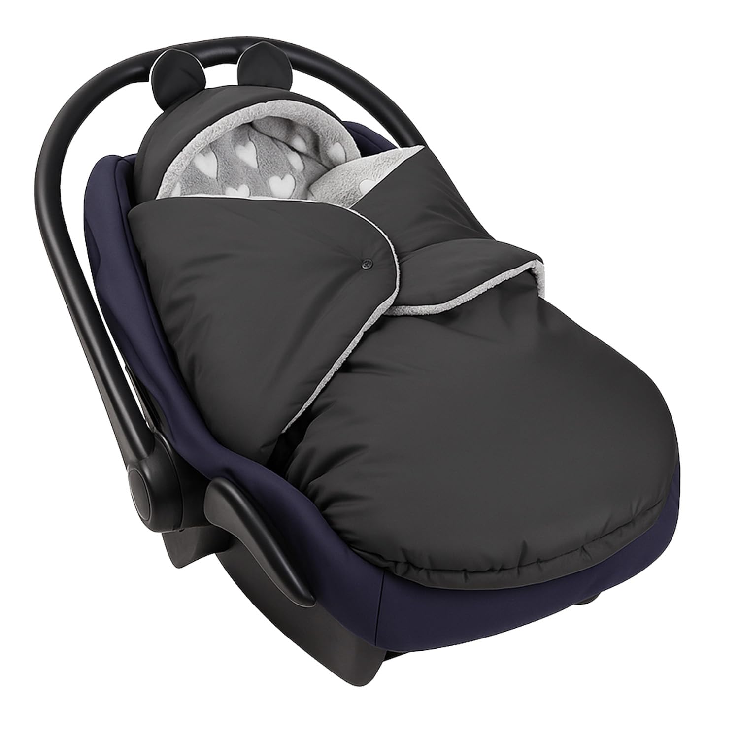 Coprigambe per bambini, per l'inverno, adatto per passeggino, ovetto, seggiolino auto, passeggino (605.021 nylon, grafite, Minky, grigio (cuore bianco))