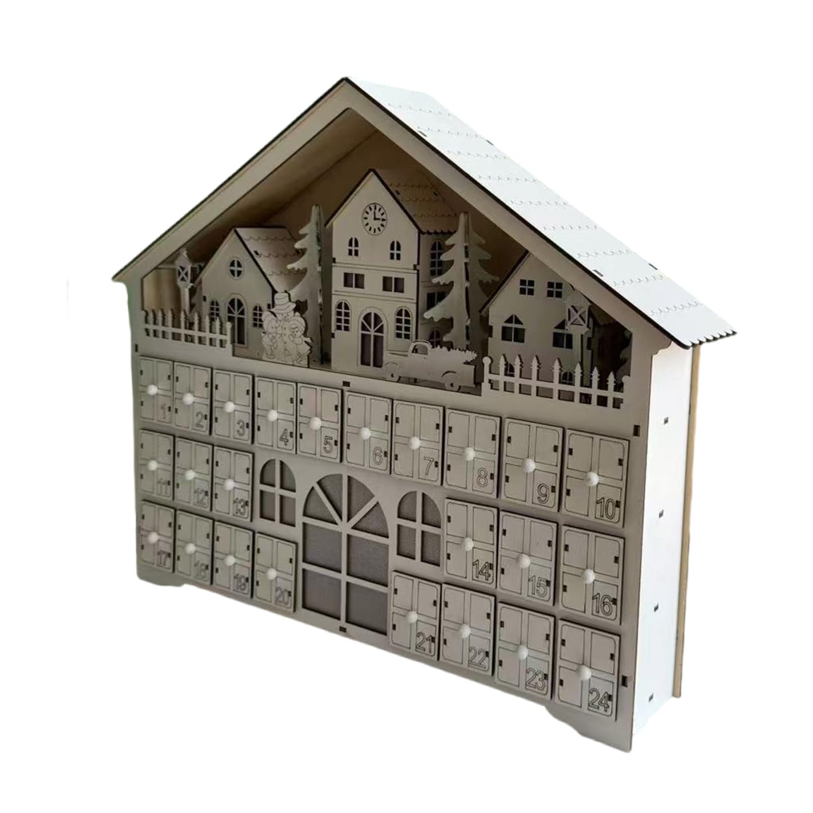 Calendario de Adviento de Navidad, Calendario de Cuenta atrás para días Festivos con 24 cajones de Almacenamiento, decoración para Regalos, casa del árbol de Navidad
