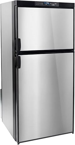 RecPro Refrigerador RV de 6.3 pies cúbicos a gas y eléctrico | Acabado negro o inoxidable | 110 V / 12 V / gas propano | (acabado inoxidable)