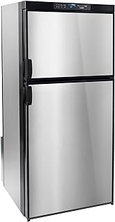 RecPro RV Refrigerator 6.3 Cubic Feet Gas and Electric | Black or Stainless Finish | 110V / 12V / Propane Gas | (Stainless Finish)