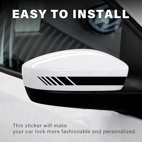 Miniatura 5 de 2 calcomanías para espejo retrovisor de automóvil, 5.51 x 0.55 pulgadas, impermeables, para espejo retrovisor lateral, rayas universales de
