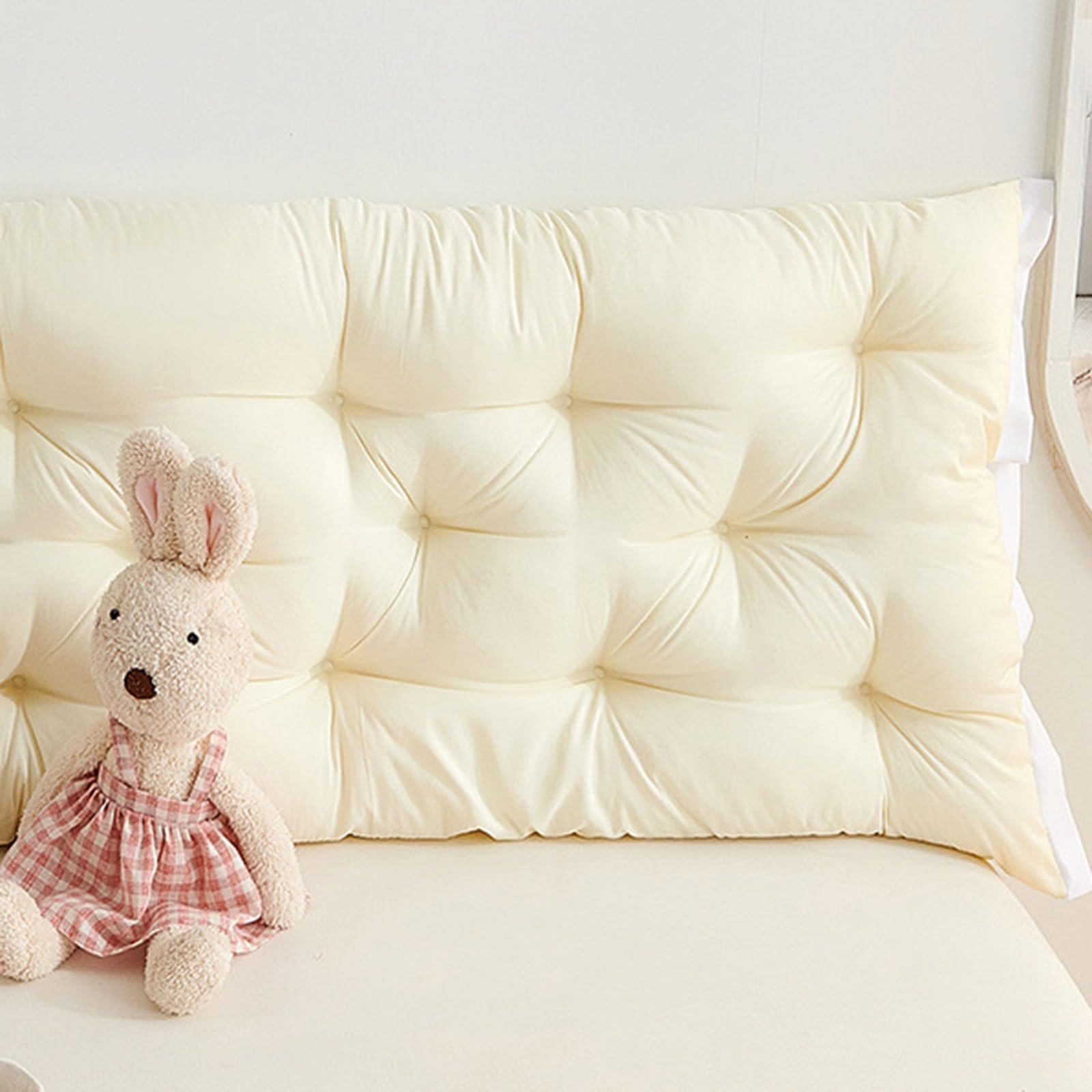 Almohada De Cabecero Para Cama Almohadas De Lectura Suaves Rectángulos Cojín De Respaldo Cojín De Lectura Y Descanso Cabecero Extraíble Con Funda Lavable Relleno De Algodón (rosa 150cm*50c