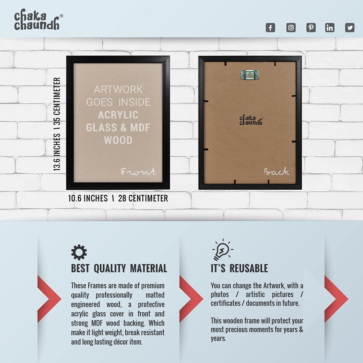 Chaka Chaundh - Educational Quotes Wall Frames - Educational Quote Frames - School wall decoration - College wall decor - (13.5 X 10.5 Inches) (Education is the Passport - White) 1