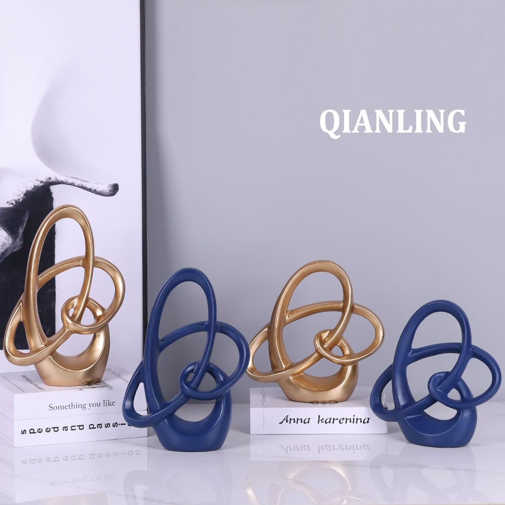 Scultura Decorativa Blu - Sculture Moderne per Arredo Casa, Arte Astratta in Resina, Centrotavola Blu per Soggiorno, Camera da Letto, Bagno, Ufficio, Scaffale, Camino - Matrimonio, Tavolino da Caffè