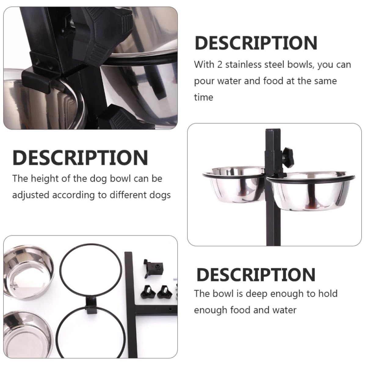 Healvian Gamelle Supports Bols Chien Hauteur pour Réglable en Acier 2 Inoxydable Pliables avec Base Stable à Quatre pour Alimentation et Eau en Voyage
