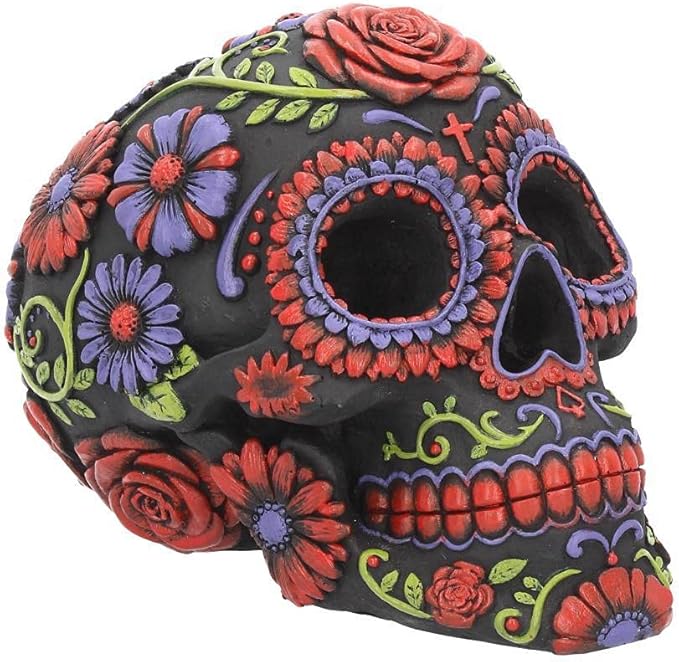 Nemesis Now Sugar Blooms Skull Figurine 18cm Black, Resin