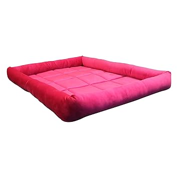 Mellifluous Rectangular Soft Holland Velvet Ped Bed for Dogs & Cats (Large, Pink)
