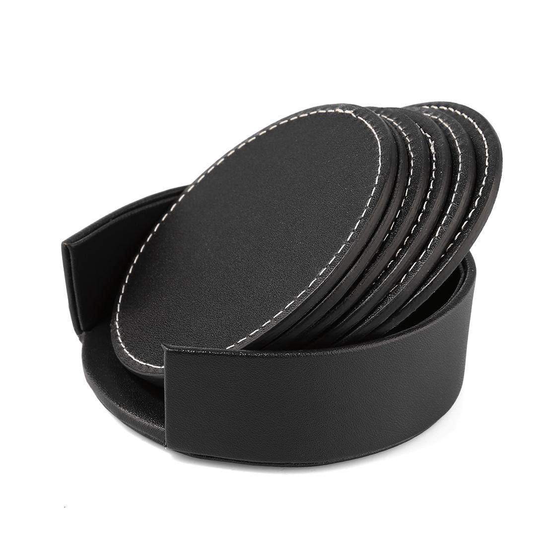PU Leather Heat-resistance Cushion Cup Coasters (6 Pieces)