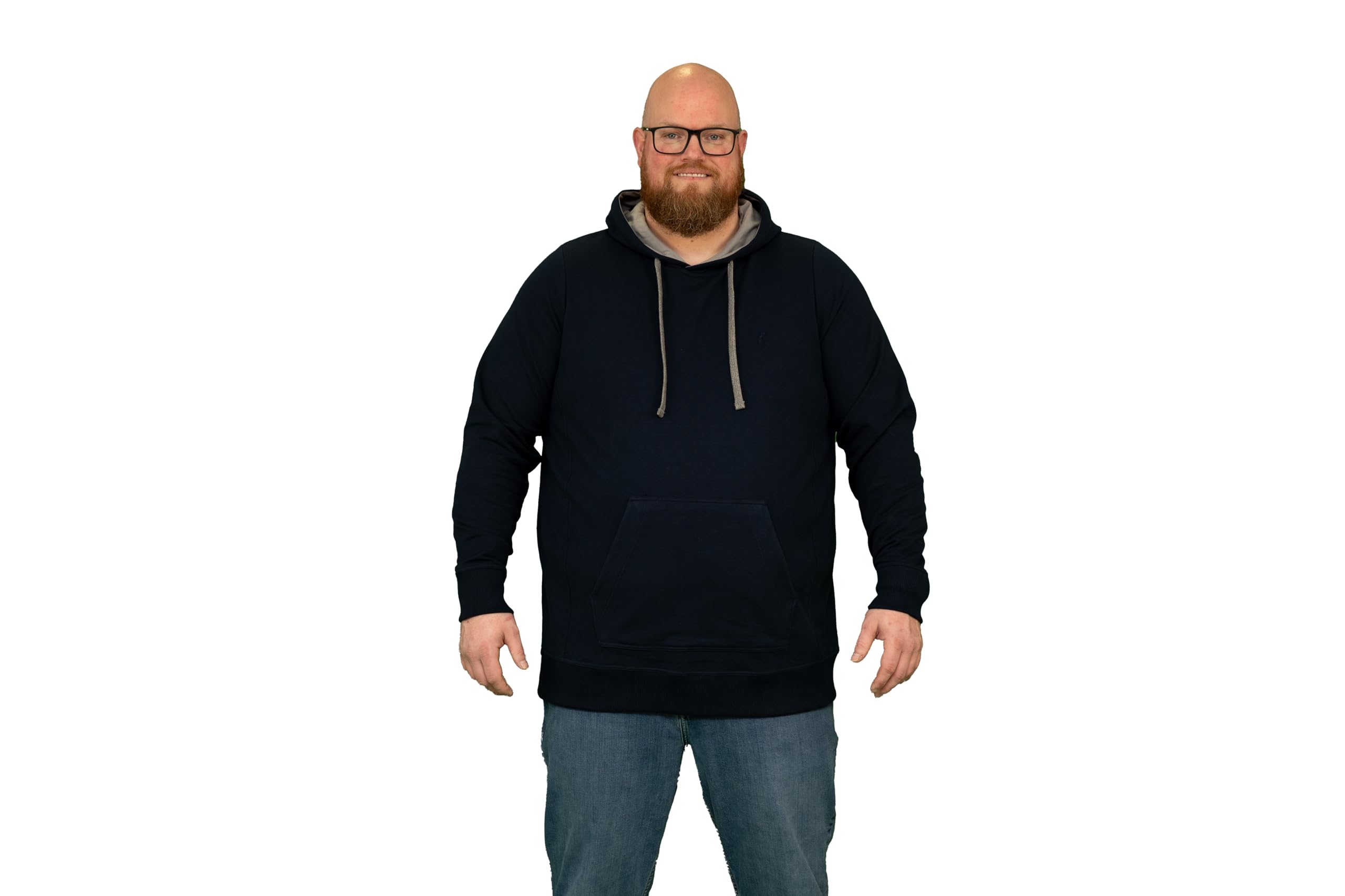Alca Sudadera con capucha para hombres con talla grande, contorno abdominal, talla XXL-8XL, sudadera con capucha y cuello redondo, color azul