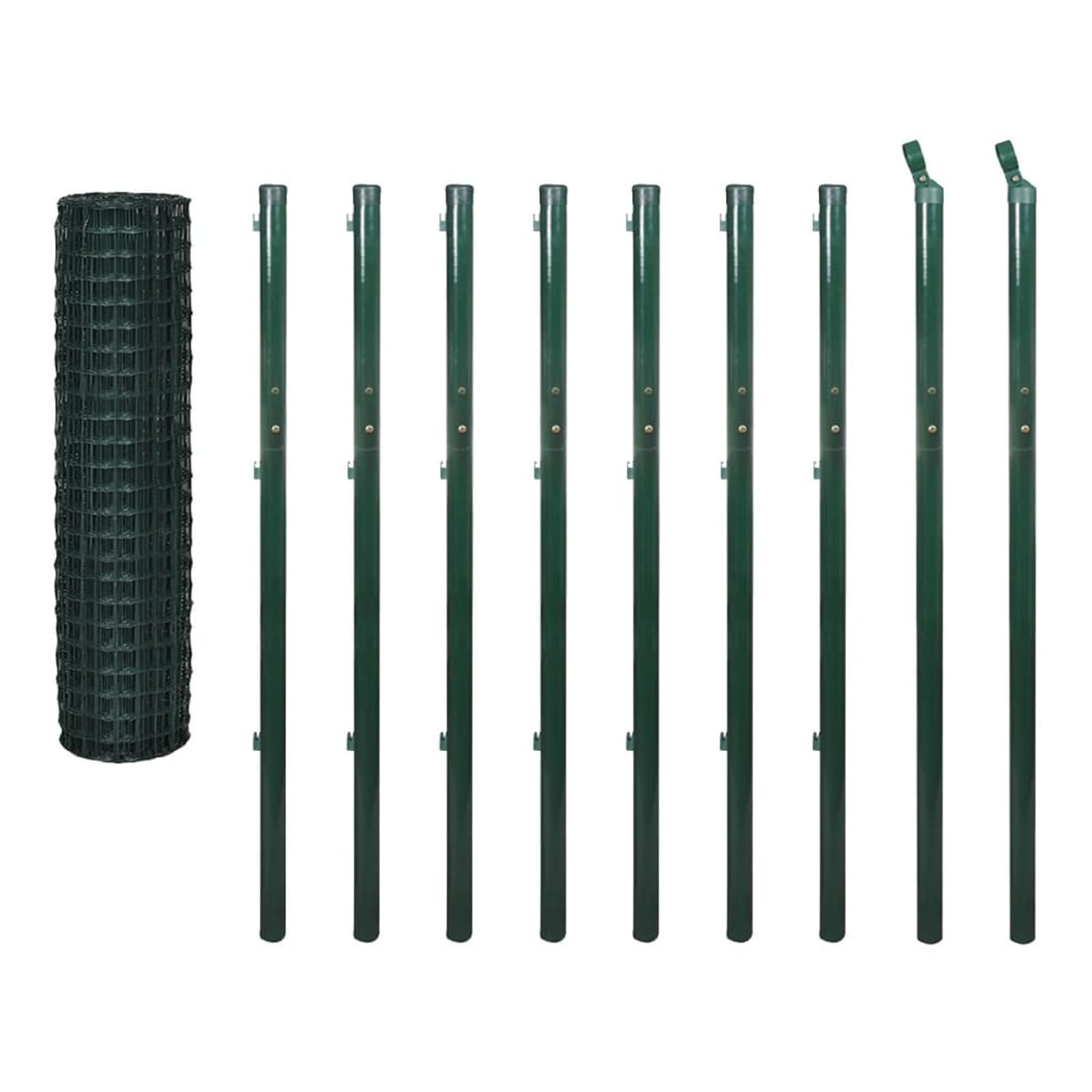 Valla Euro de acero 10 x 1,7 m verde, red para vallas – Galvanizada plastificada electrosoldada rígida – Vallas metálicas de Giardin