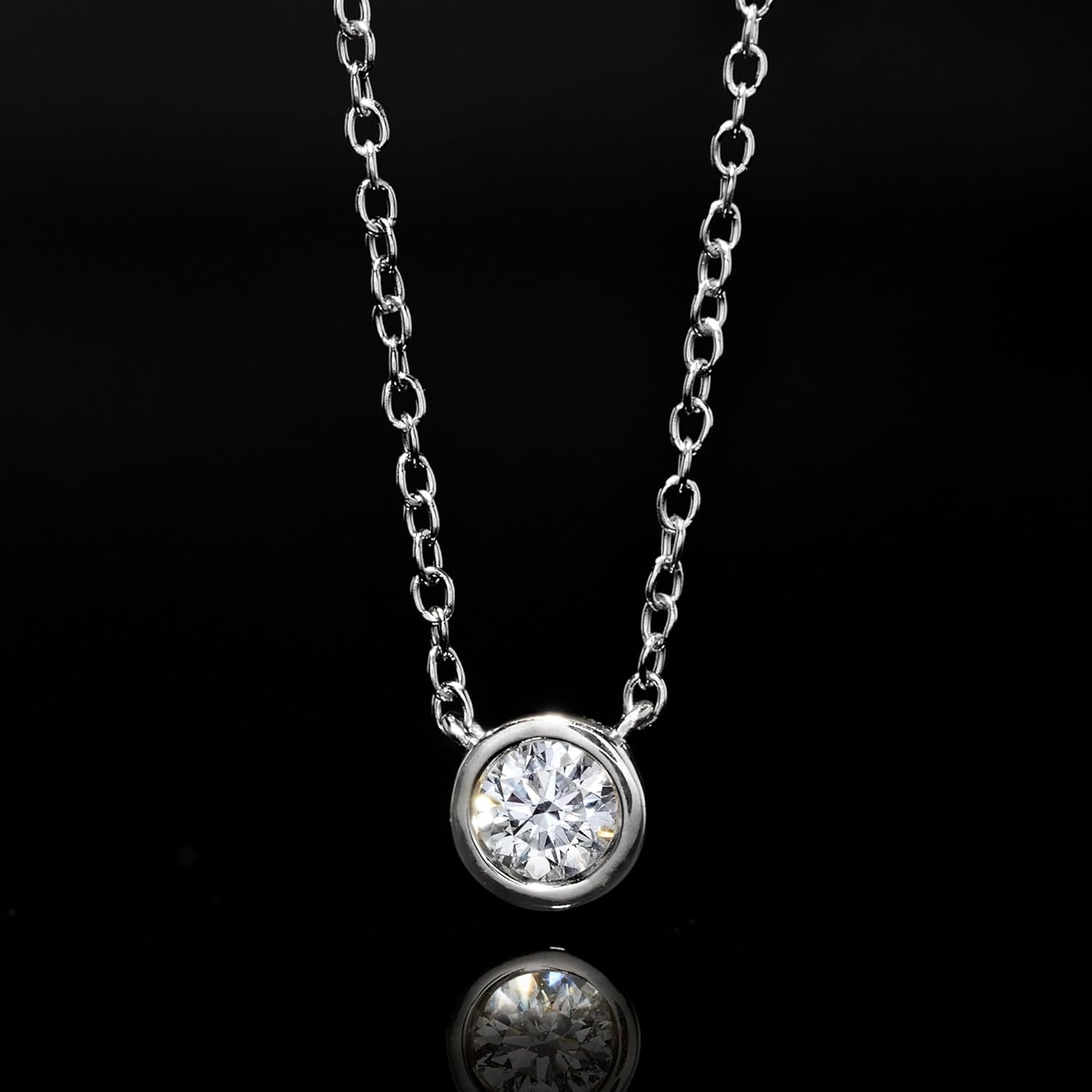 Ross-Simons 0.15 Carat Bezel-Set Lab-Grown Diamond Necklace in Sterling Silver