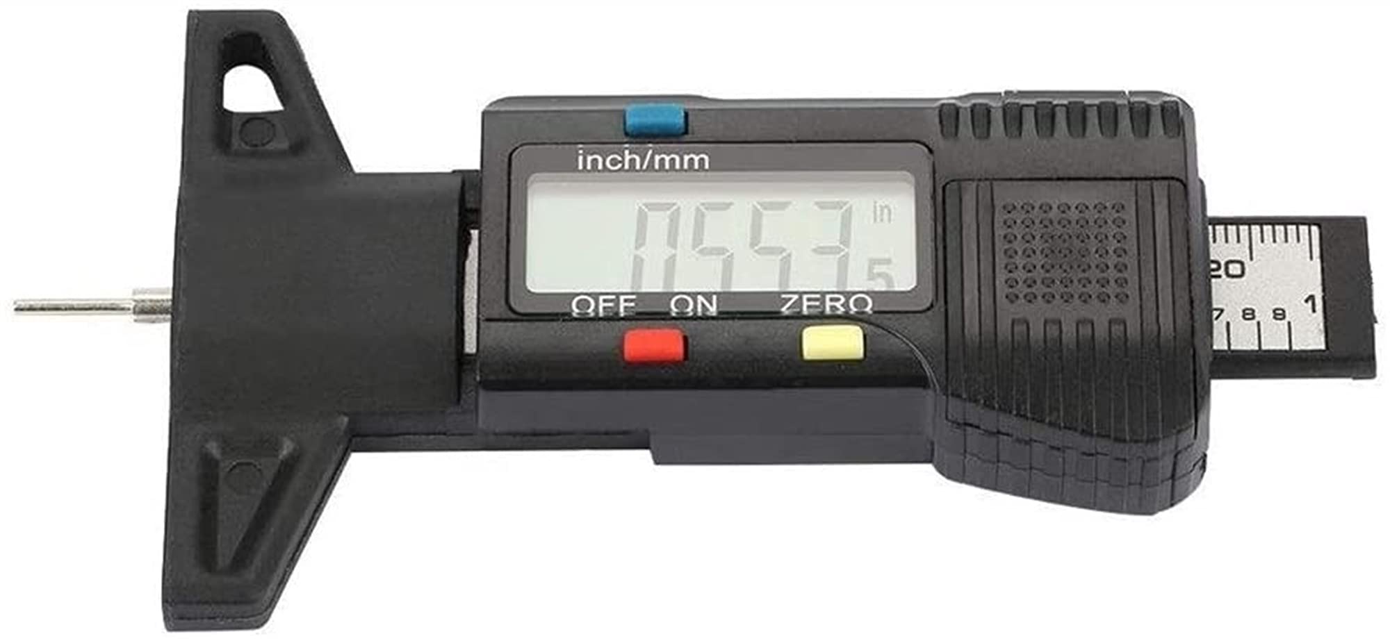 WJJ Profiltiefe LCD Reifenmetermessel digitaler Reifenmesser Tiefe Tiefenprüfung Motorrad -Auto -Tester (Color : Black)