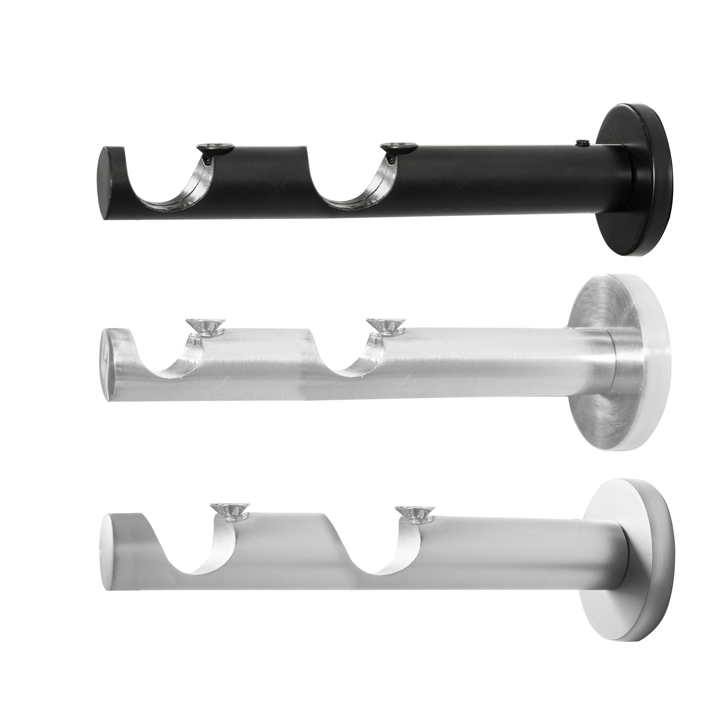 SN Deco Gardinenstange Brest Edelstahl optik 2-Lauf, 480cm, Komplettset