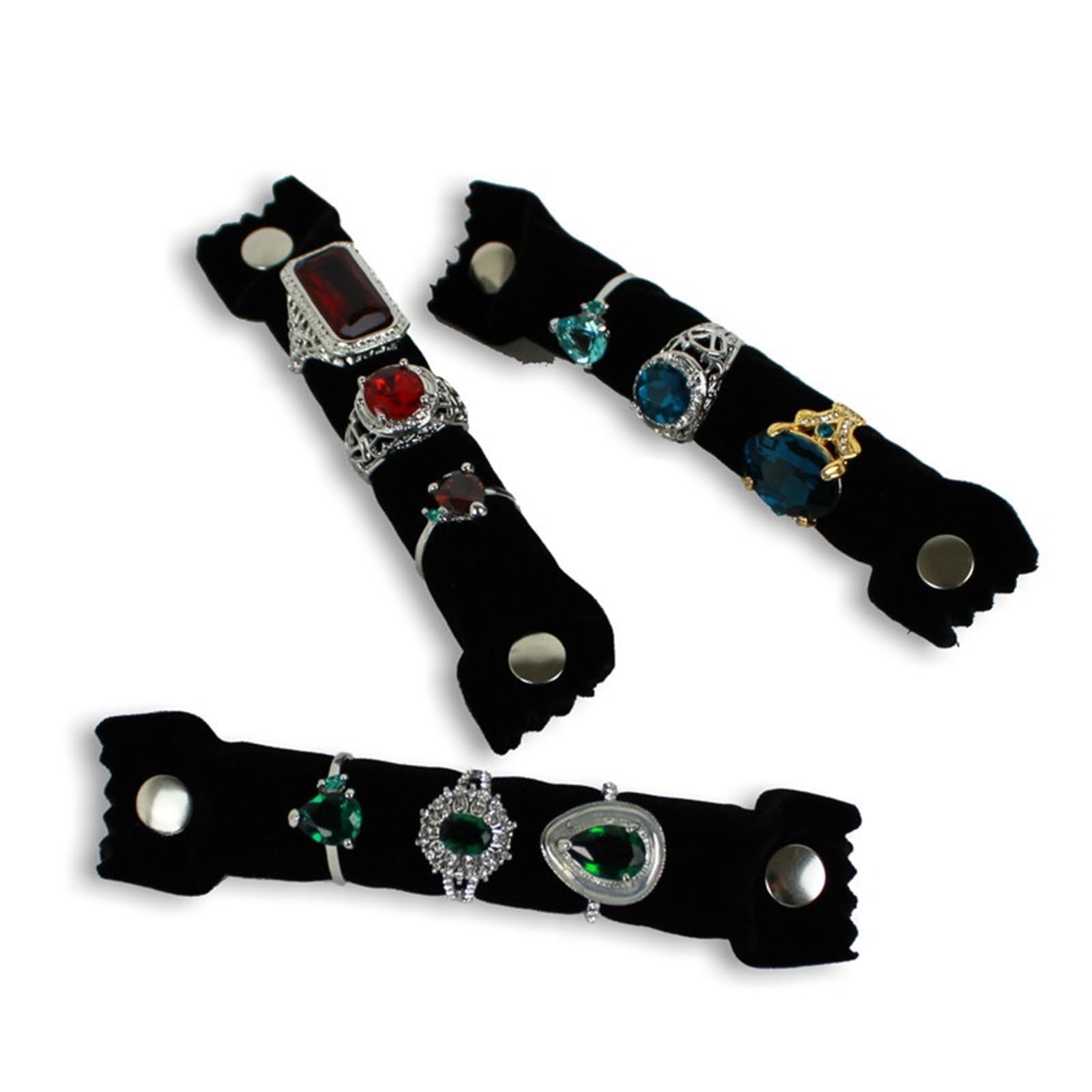 Rollentasche FüR Schmuck Tragbare Aufbewahrungstasche aus Samt mit Reißverschluss for Schmuckrollen, Ringe, Halsketten, Ohrringe, zusammenklappbar(Black)